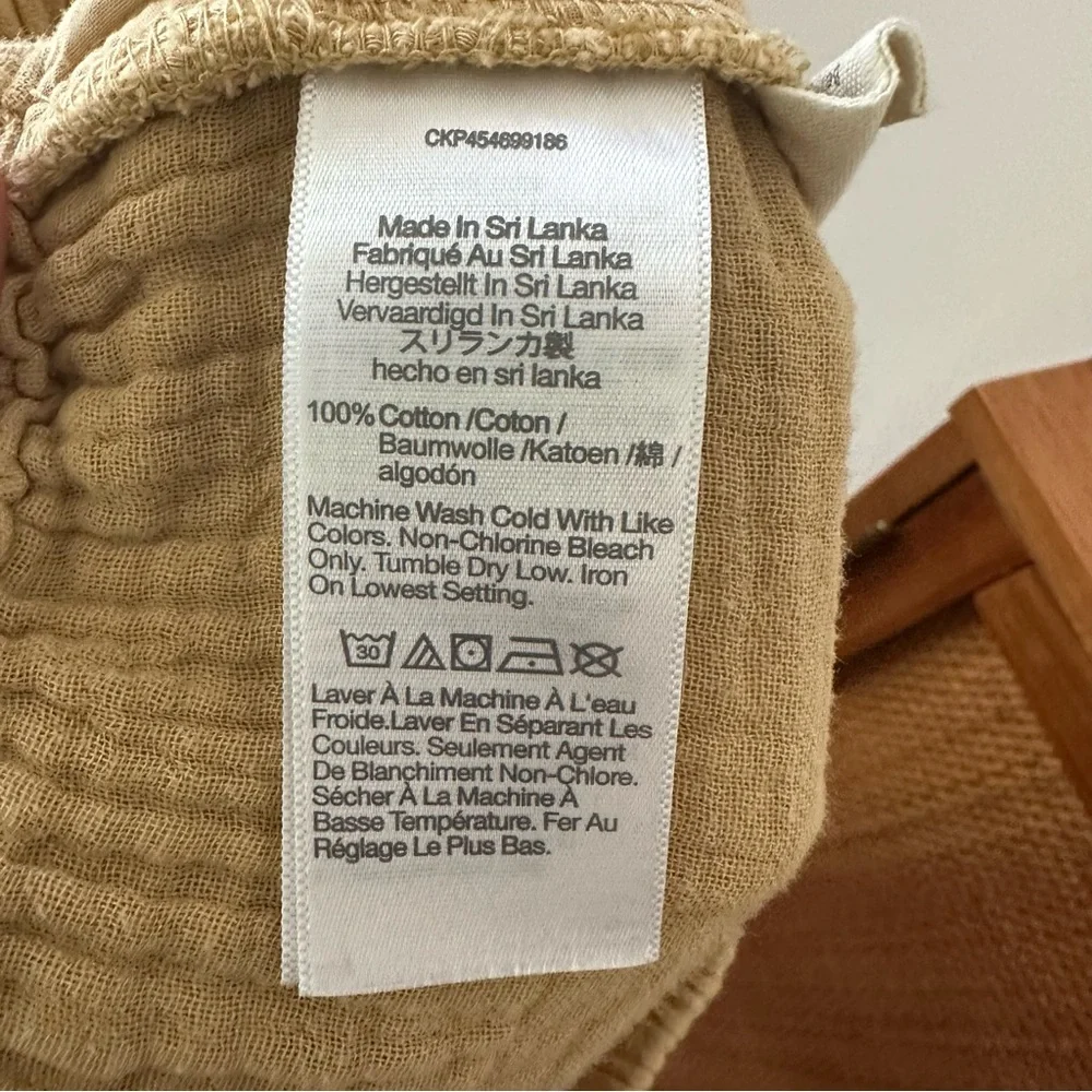 Madewell Cotton Pull-On Crop Gauze Lounge Pants Tan XS - Picture 9 of 10